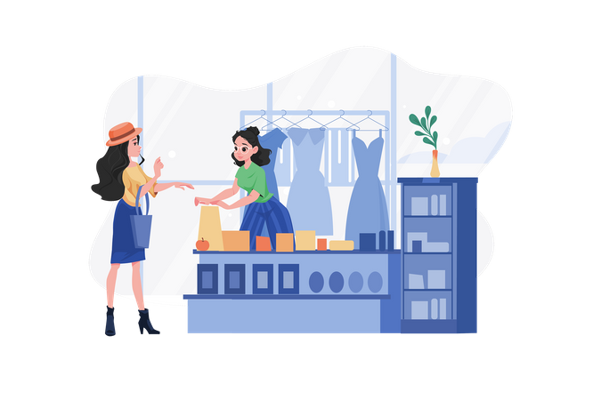 A woman buying souvenirs to give to family and friends  Illustration