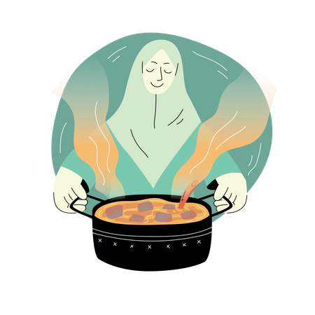 A Woman Cooking  Illustration
