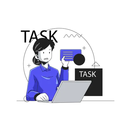 A woman doing work management  Illustration