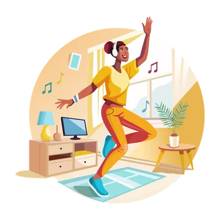 A woman enjoy music and dancing  Illustration