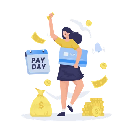 A Woman Getting Salary Payment Vector Illustration Illustration