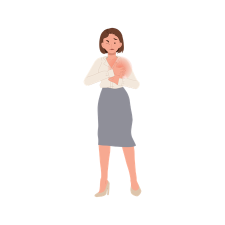 A Woman In Distress Suffering From Chest Discomfort  Illustration