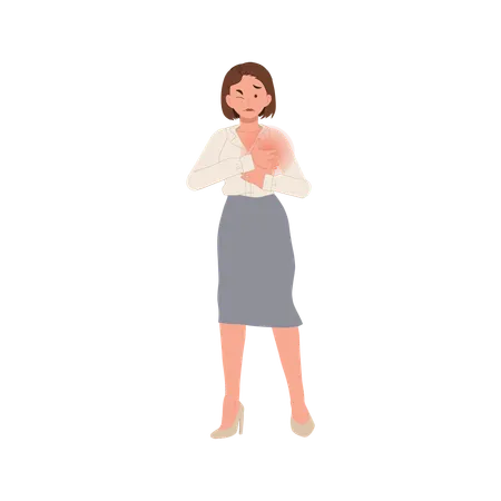 A Woman In Distress Suffering From Chest Discomfort  Illustration