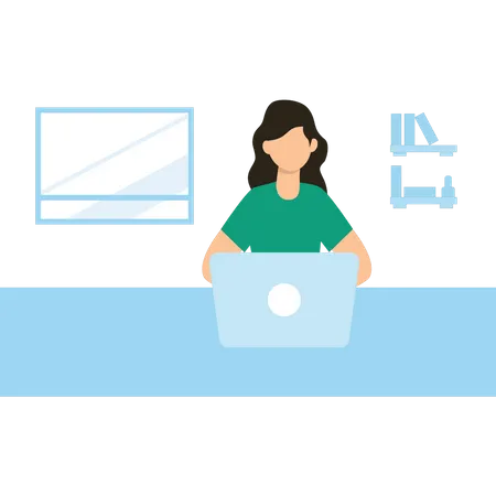 A woman is using a laptop  Illustration