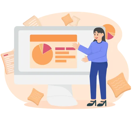 A Woman Making a Presentation  Illustration