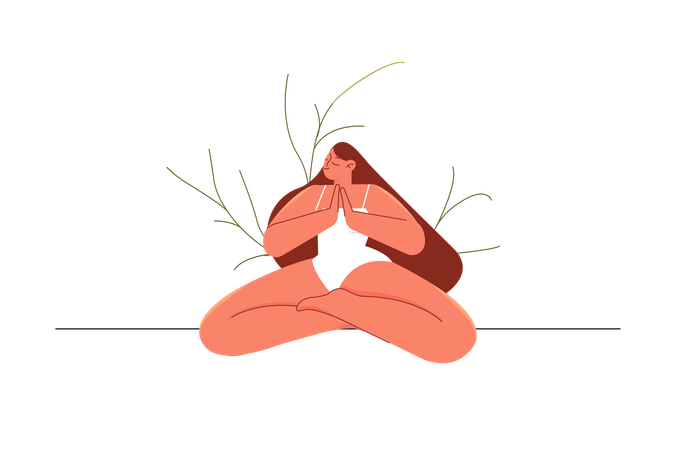 A woman meditates to maintain her mental health  Illustration