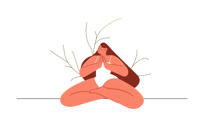 A woman meditates to maintain her mental health  Illustration