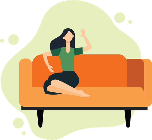 A Woman Stay At Home Illustration