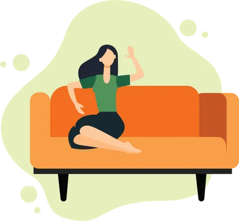 A Woman Stay At Home  Illustration