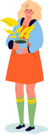 A woman with a plant  Illustration