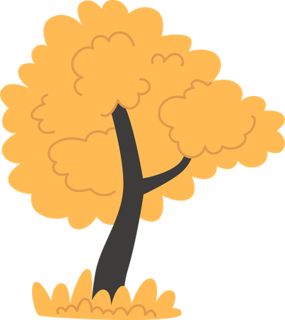 A yellow autumn tree  Illustration