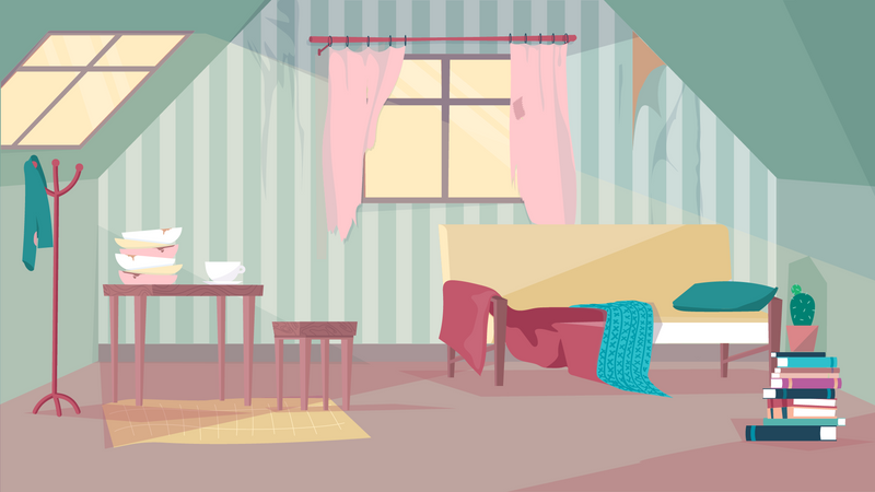 Abandoned room interior  Illustration