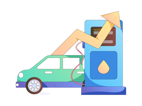 Enchendo gasolina no carro  Ilustração