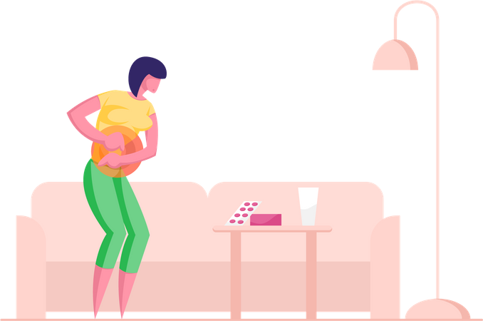 Abdominal Pain in Stomach and Gastrointestinal Indigestion Symptom  イラスト