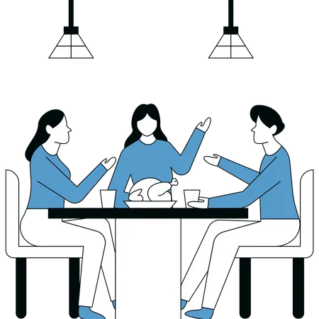 Abendessen mit Familie  Illustration