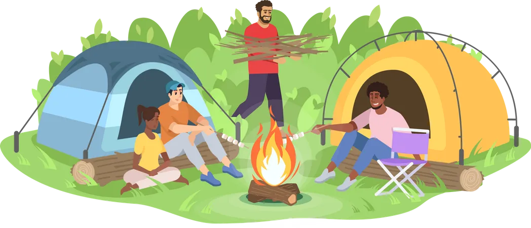 Abenteuer-Campingausflug  Illustration