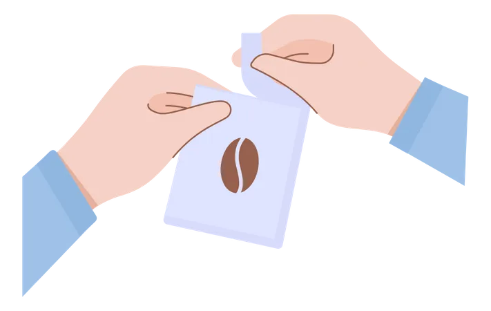 Abrindo pacote de café  Ilustração