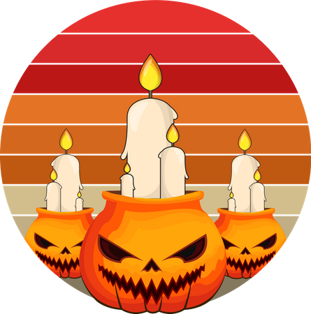 Abóbora e vela de Halloween  Ilustração