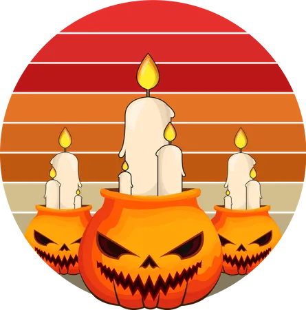 Abóbora e vela de Halloween  Ilustração