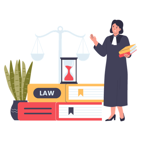 Abogado lucha con el sistema legal y la justicia judicial  Ilustración