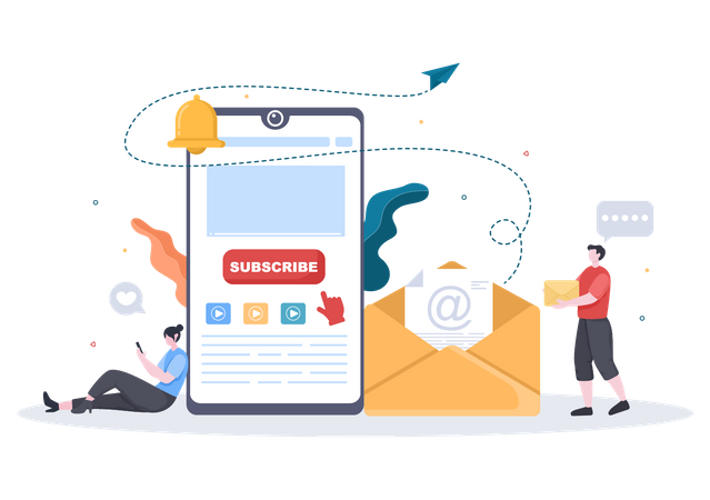 Abonnement e-mail depuis mobile  Illustration