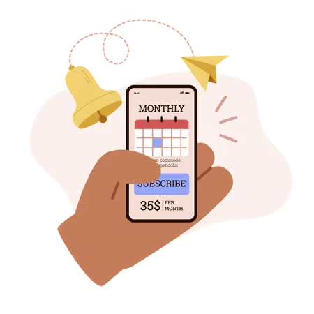 Abonnement mensuel à un produit ou à une application  Illustration