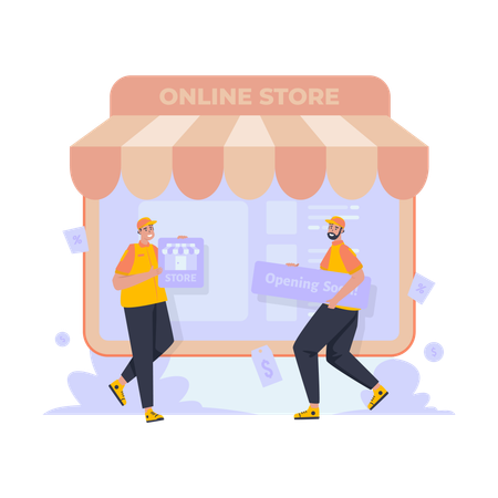 Abra uma loja online  Ilustração