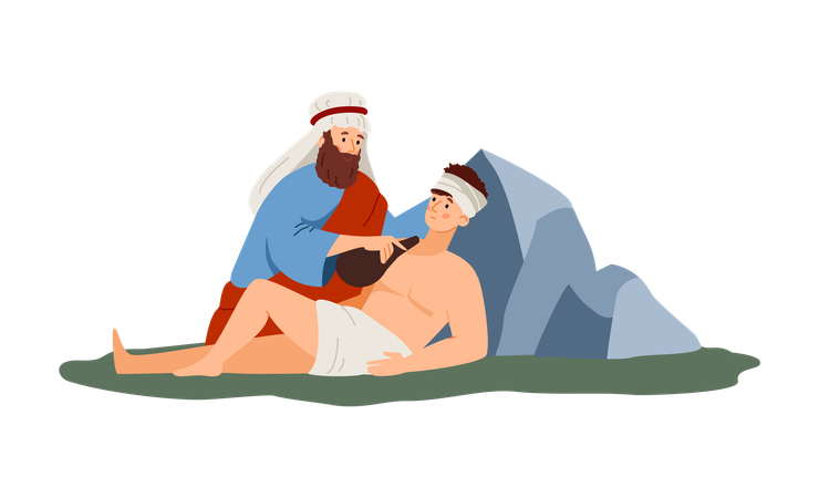 Abraham sacrifice scene of Bible  Illustration