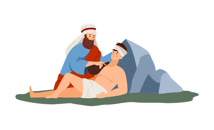 Abraham sacrifice scene of Bible  Illustration