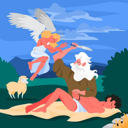 Abraham sacrificing his son as a test of faith  Illustration