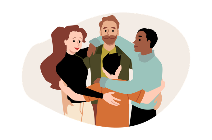 Abrazo grupal  Ilustración