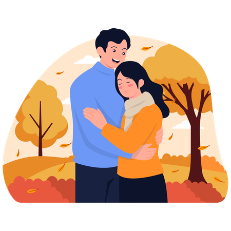 Abrazo de otoño en la naturaleza  Ilustración