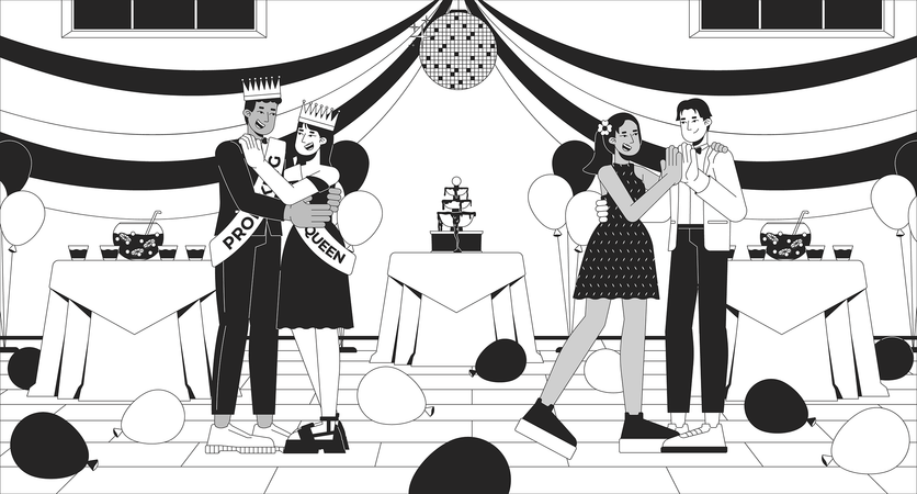 Abschlussball der High School, Tanzparty  Illustration