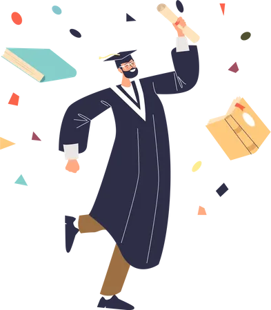 Graduierter Junge mit Abschluss  Illustration