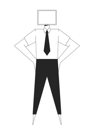 Abstract businessman with square head and tie  Illustration