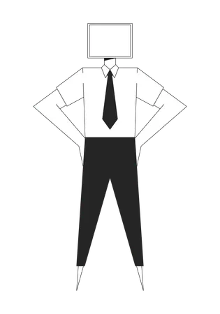 Abstract businessman with square head and tie  Illustration