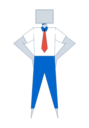 Abstract businessman with square head and tie  Illustration