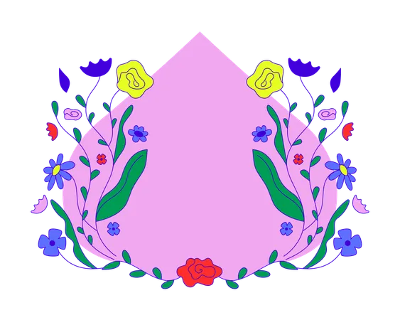 Abstrakte Form, rosa Hintergrund mit floraler Komposition  Illustration