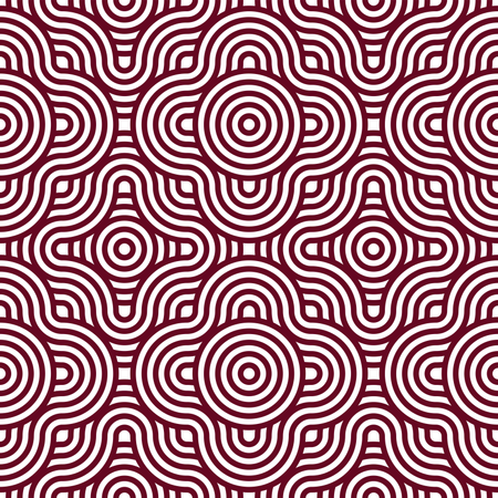 Abstraktes geometrisches Muster mit Streifen, Linien und runden Formen  Illustration