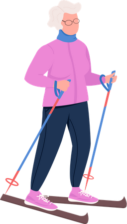 Abuela esquiando  Ilustración