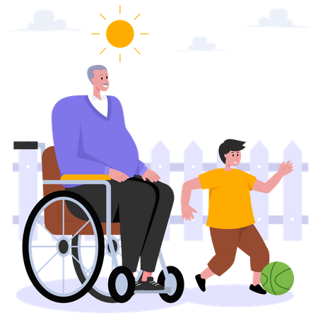 Abuelo jugando con niño  Ilustración