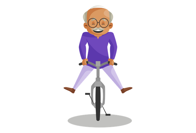 Abuelo montando en bicicleta  Ilustración