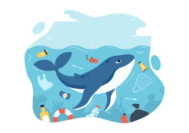 Acabar com a poluição plástica dos oceanos  Ilustração