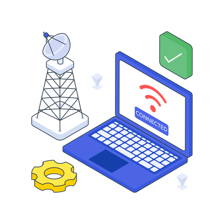 Acceso a Internet con ordenador portátil  Illustration