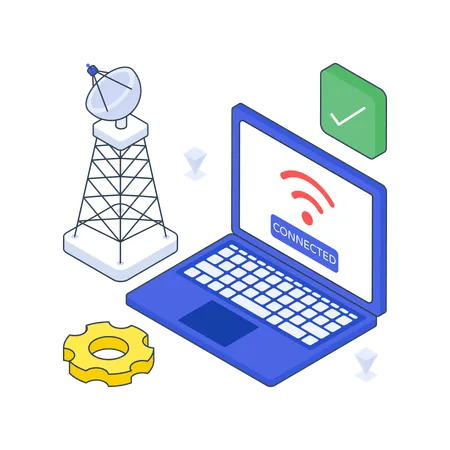 Acceso a Internet con ordenador portátil  Illustration