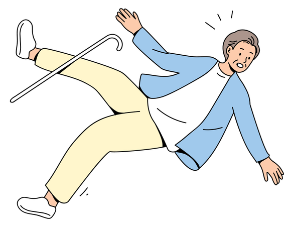Accident elderly man falling down  Illustration