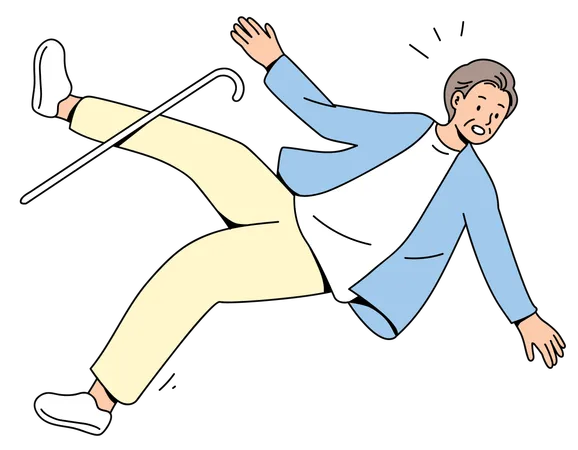 Accident elderly man falling down  Illustration