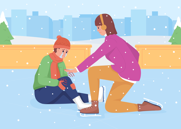 Accident sur une patinoire  Illustration