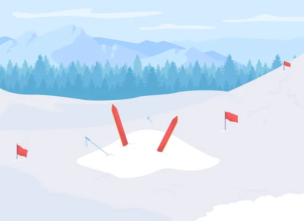 Accidente de esqui  Ilustración