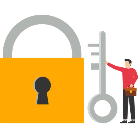 Security Icon Closed Lock With Key Account Security From Being Hacked Save Your Data Double Step Verification Data Protection Concept Vector Flat Vector Illustration Illustration